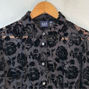 Vintage Gap Sheer Black Velvet Roses